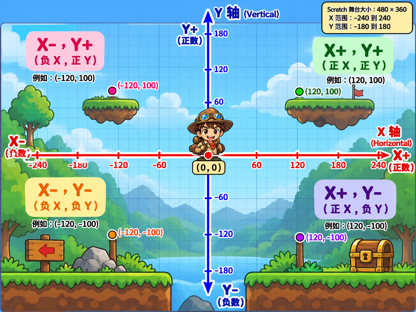 Scratch XY轴四个方向示意图